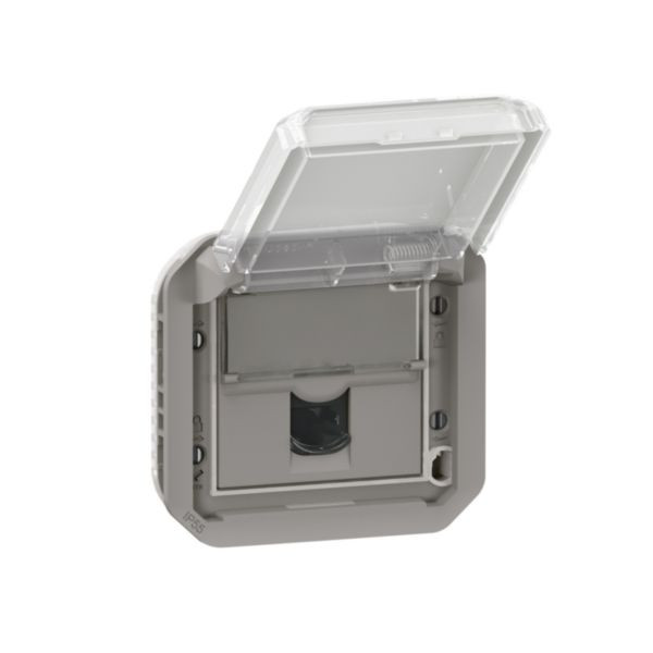 Prise RJ45 étanche Cat 6 UTP Plexo Composable IP55 volet fermé – Gris