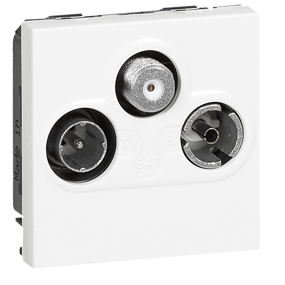 Prise TV-R-SAT Mosaic FM et DAB+ 2 modules – blanc