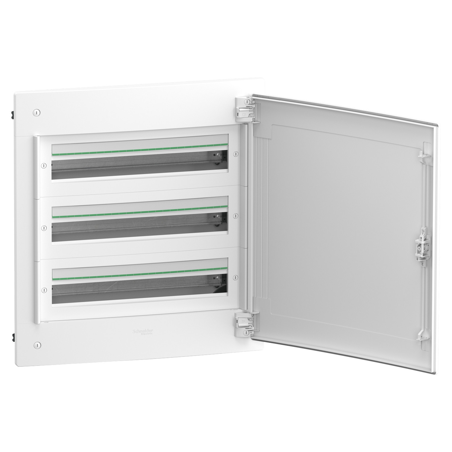 PrismaSeT XS, encastré, 3 x 24 modules, 1 terre + 1 bornier neutre, porte blanche unie