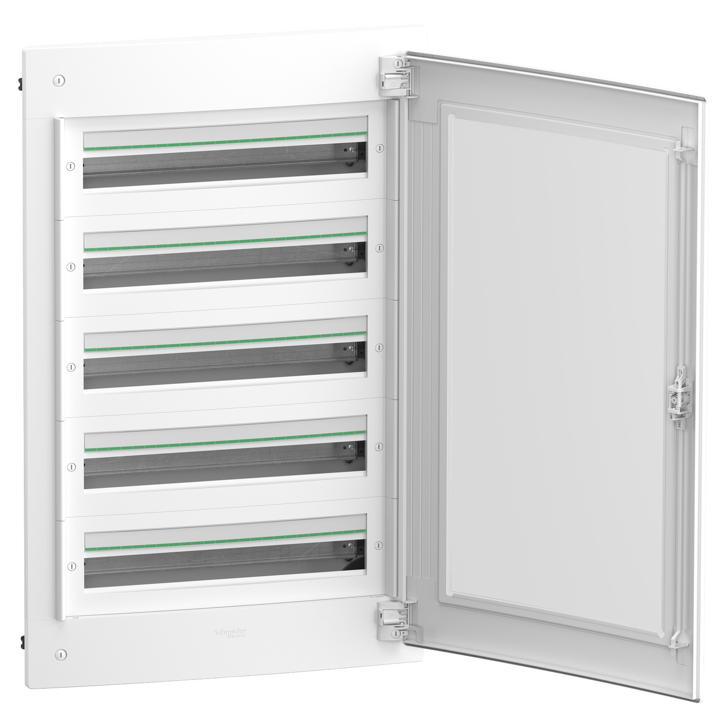 PrismaSeT XS, encastré, 5 x 24 modules, 1 terre + 1 bornier neutre, porte transparente