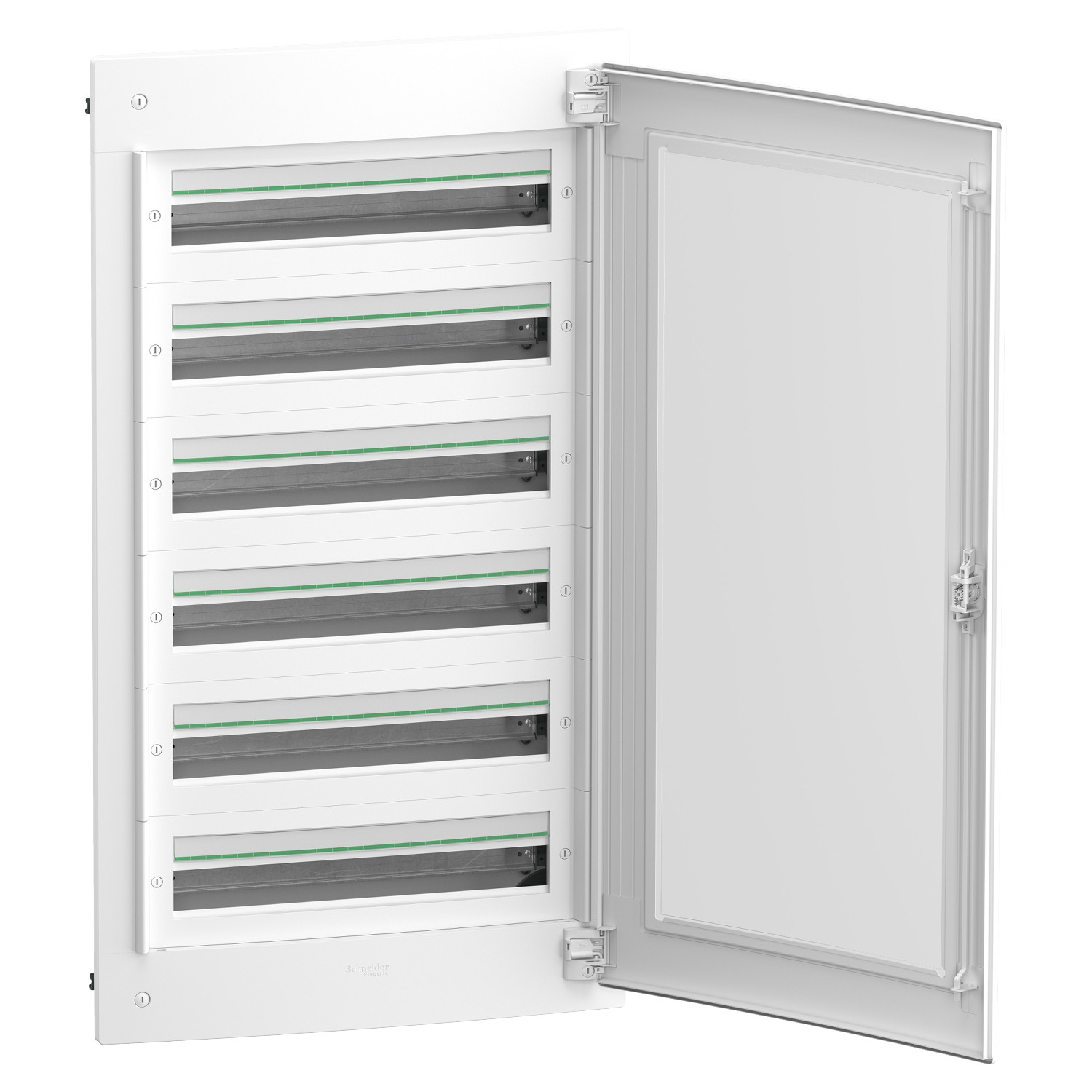 PrismaSeT XS, encastré, 6 x 24 modules, 1 terre + 1 bornier neutre, porte transparente